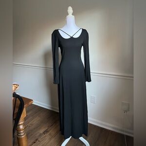 90s Vintage Paris Black Dress | Double Side Slits
